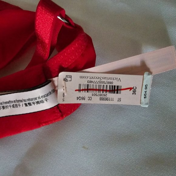 Victoria's Secret Wicked Unlined Bow Balconette Push-Up Bra Lipstick 36C NWT - Picture 9 of 10